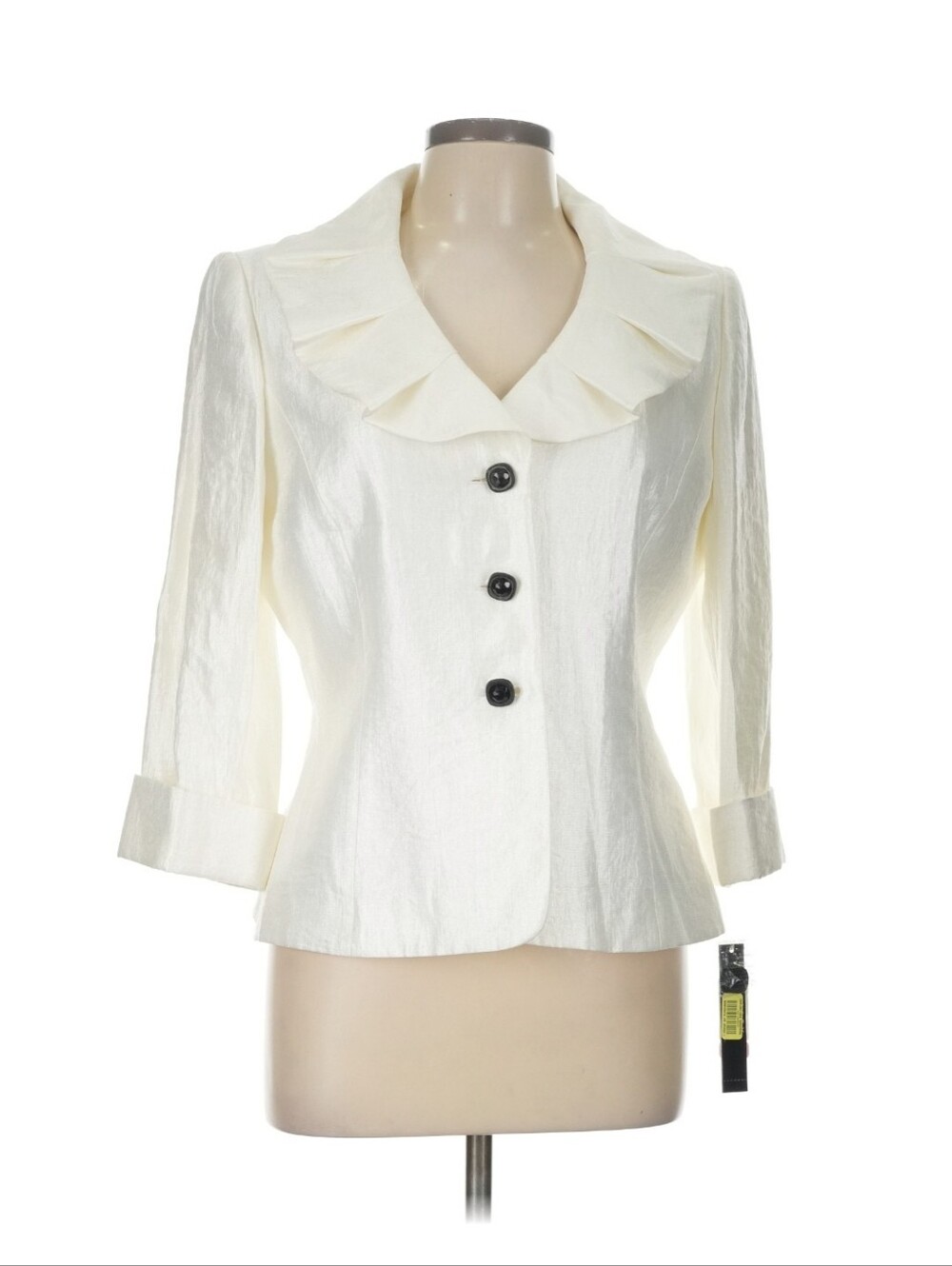 Alex Marie Ruffle Collar Blazer Jacket Size 10 3/4 Sleeve Button Front